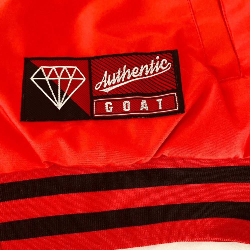 NWT Goat 18 Varsity Bomber Jacket Red Black "Greatest of All Time" Size L - Picture 8 of 8